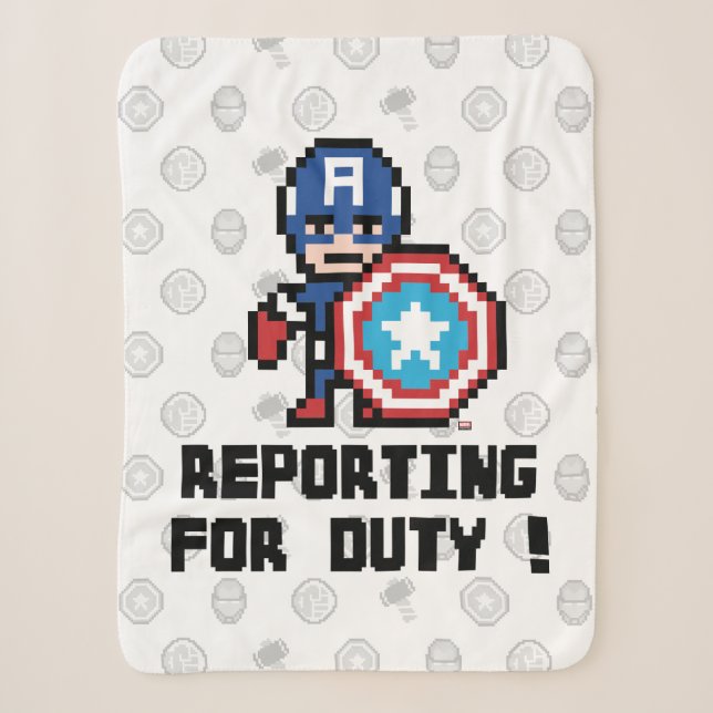 8Bit Captain America - Reporting For Duty! Sherpa Blanket (Front)