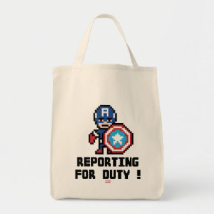 8Bit Captain America - Reporting For Duty! Tote Bag