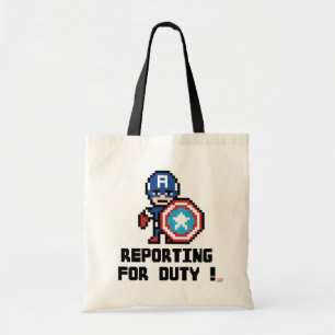 8Bit Captain America - Reporting For Duty! Tote Bag