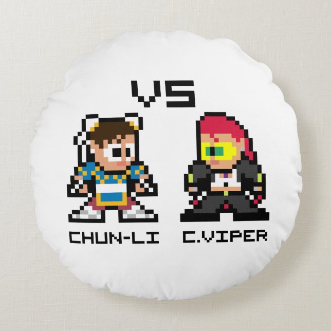 8bit Chun-Li VS C.Viper Round Pillow (Front)