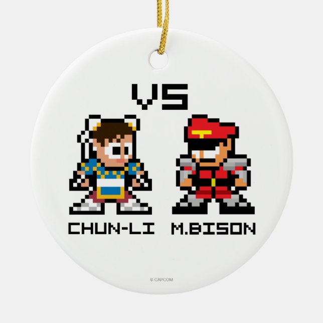 8bit Chun-Li VS M.Bison Ceramic Ornament (Front)