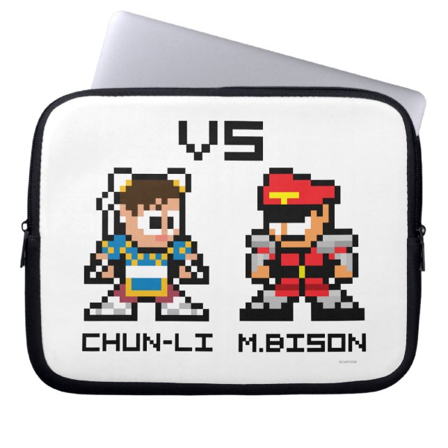 8bit Chun-Li VS M.Bison Laptop Sleeve (Front)