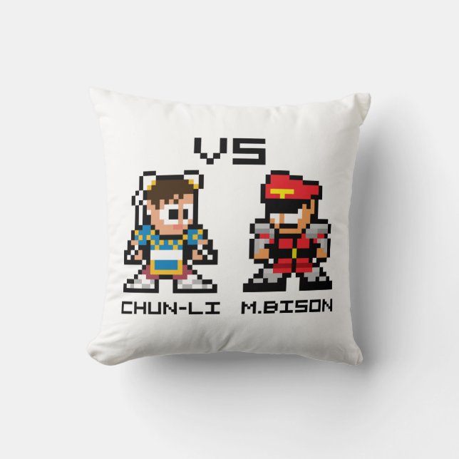 8bit Chun-Li VS M.Bison Throw Pillow (Front)
