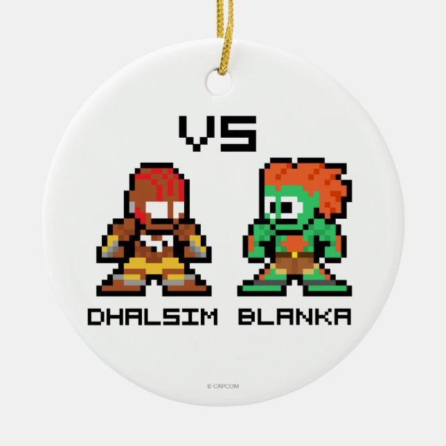 8bit Dhalsim VS Blanka Ceramic Ornament (Front)