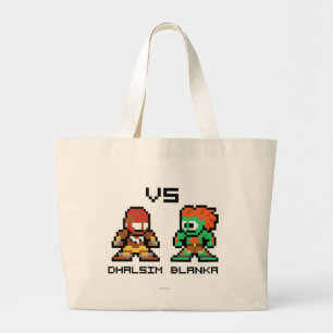 8bit Dhalsim VS Blanka Large Tote Bag