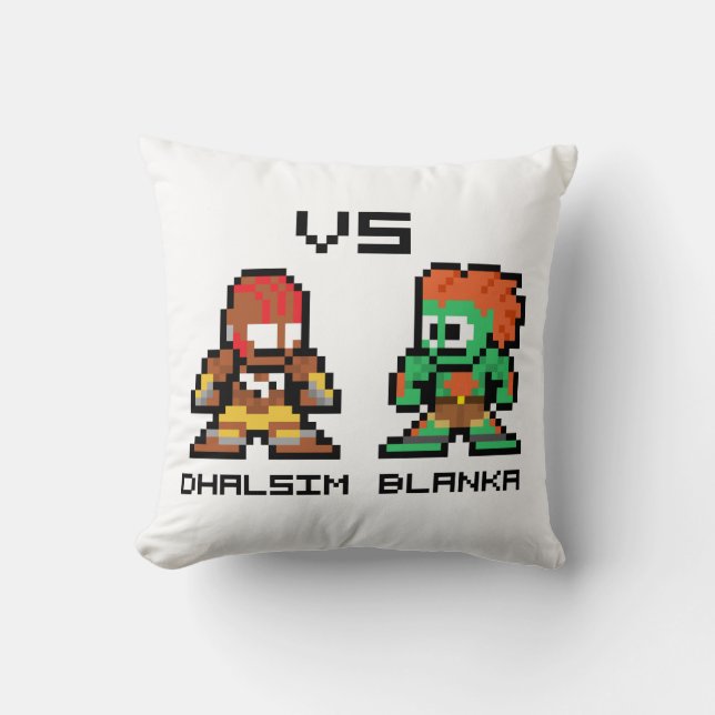 8bit Dhalsim VS Blanka Throw Pillow (Front)