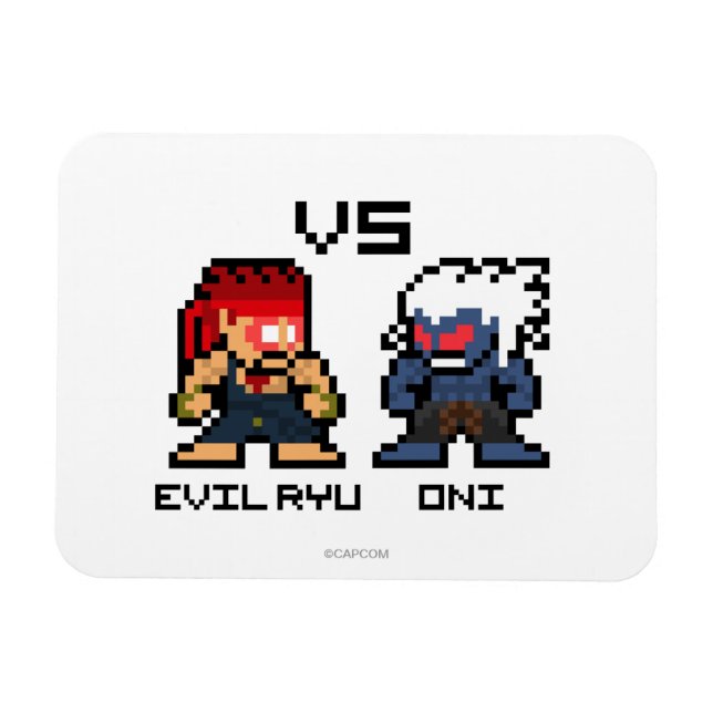 8bit Evil Ryu VS Oni Magnet (Horizontal)