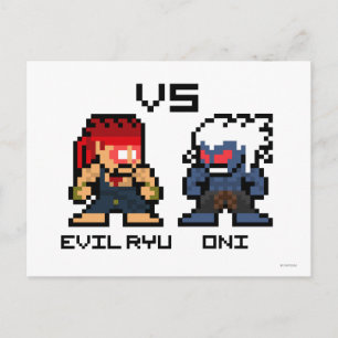 8bit Evil Ryu VS Oni Postcard