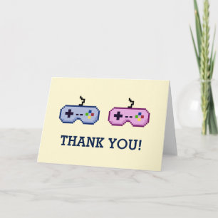 8bit Gamer Gender Reveal Thank You Card
