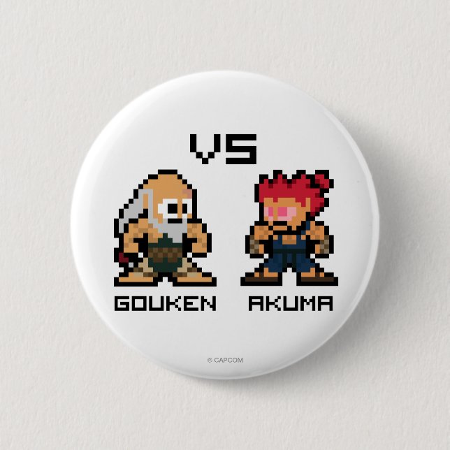 8bit Gouken VS Akuma 2 Inch Round Button (Front)