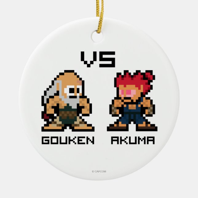 8bit Gouken VS Akuma Ceramic Ornament (Front)