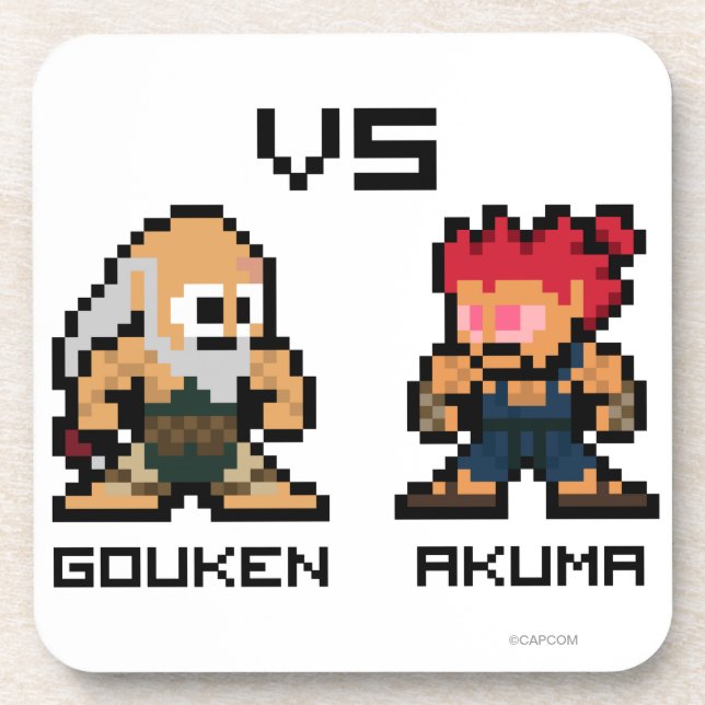 8bit Gouken VS Akuma Coaster (Front)