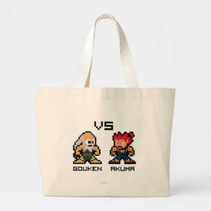 8bit Gouken VS Akuma Large Tote Bag