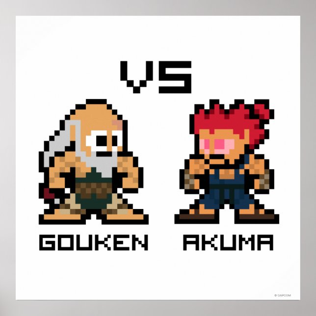 8bit Gouken VS Akuma Poster (Front)
