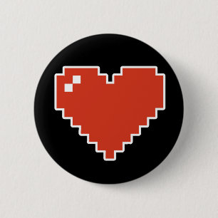 8bit Heart Full 2 Inch Round Button