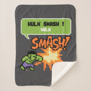 8Bit Hulk Attack - Hulk Smash! Sherpa Blanket