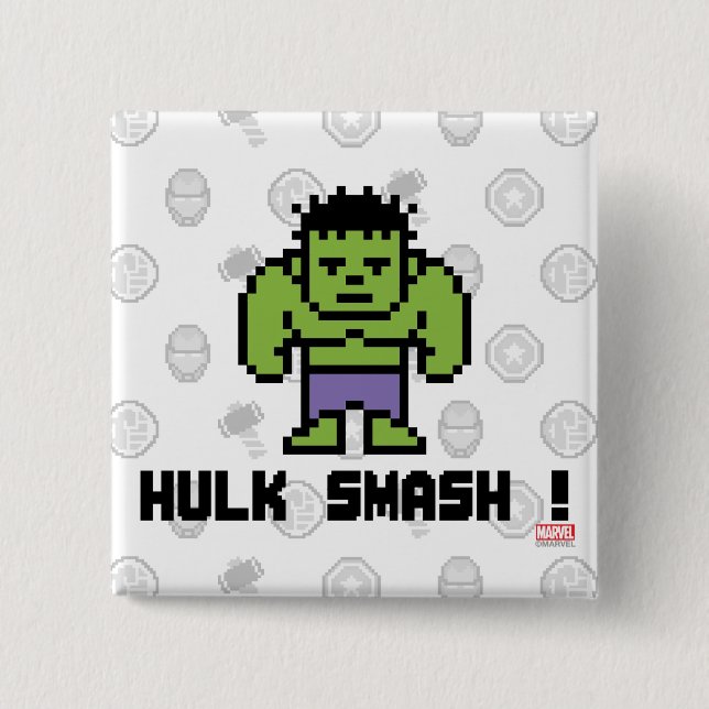 8Bit Hulk - Hulk Smash! 2 Inch Square Button (Front)