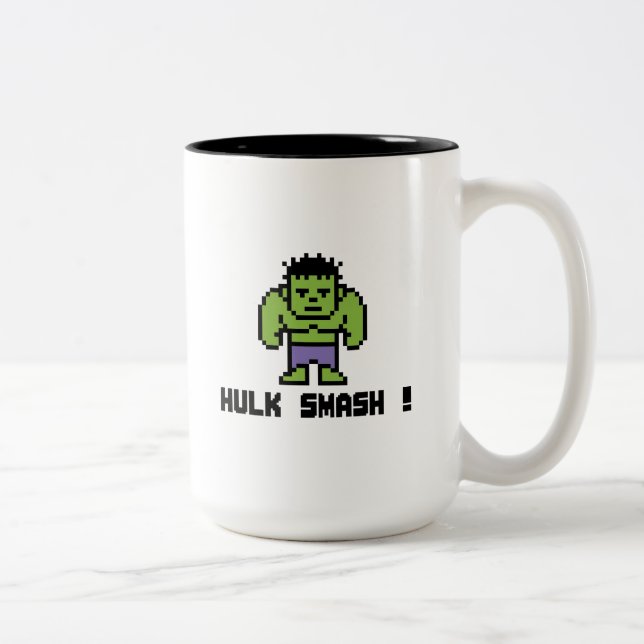 8Bit Hulk - Hulk Smash! Two-Tone Coffee Mug (Right)