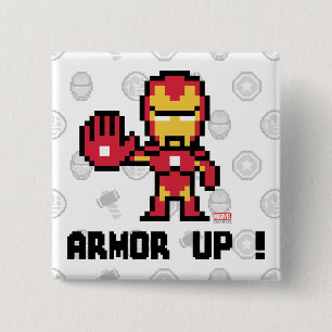8Bit Iron Man - Armour Up! 2 Inch Square Button