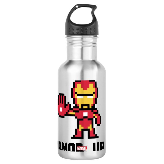 8Bit Iron Man - Armour Up! 710 Ml Water Bottle (Front)