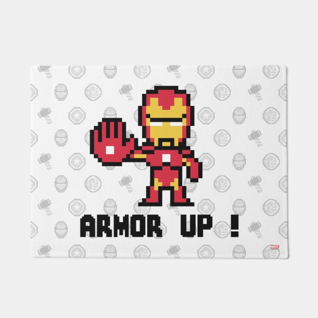 8Bit Iron Man - Armour Up! Doormat (Front)