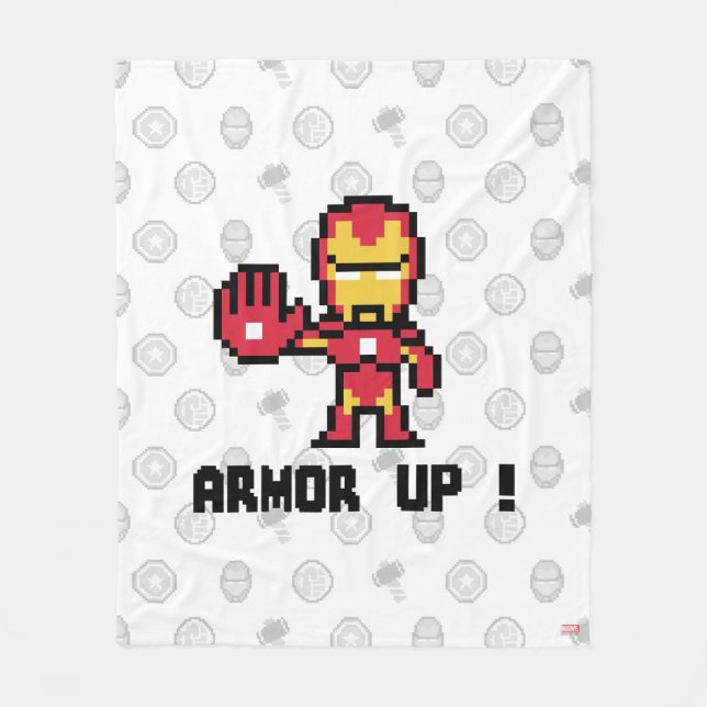 8Bit Iron Man - Armour Up! Fleece Blanket (Front)