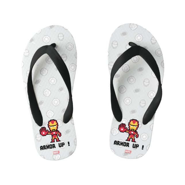 8Bit Iron Man - Armour Up! Kid's Flip Flops (Footbed)