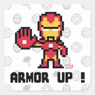 8Bit Iron Man - Armour Up! Square Sticker