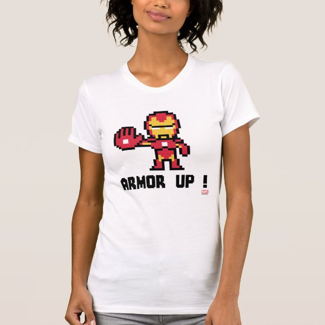 8Bit Iron Man - Armour Up! T-Shirt (Front)
