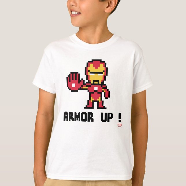 8Bit Iron Man - Armour Up! T-Shirt (Front)