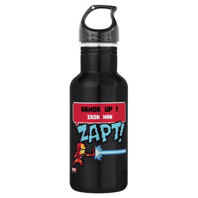 8Bit Iron Man Attack - Armour Up! 532 Ml Water Bottle (Front)