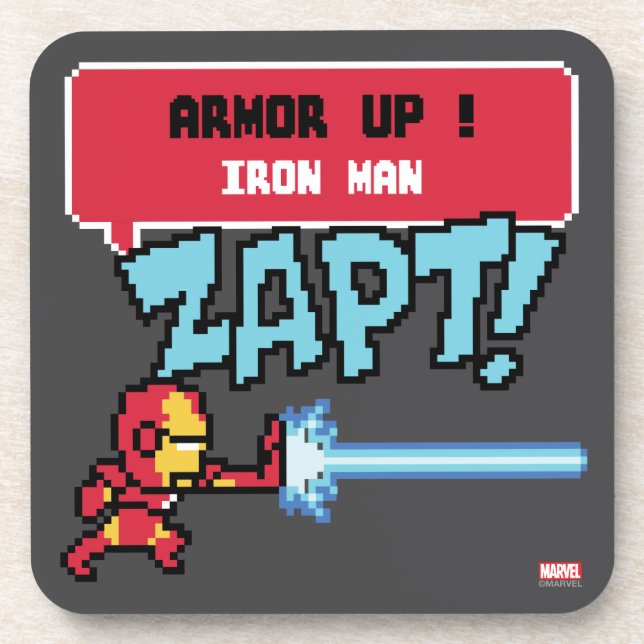 8Bit Iron Man Attack - Armour Up! Coaster (Front)