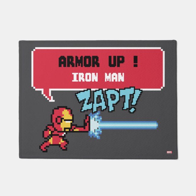 8Bit Iron Man Attack - Armour Up! Doormat (Front)