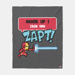 8Bit Iron Man Attack - Armour Up! Fleece Blanket