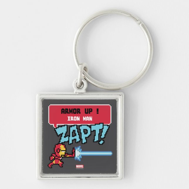 8Bit Iron Man Attack - Armour Up! Keychain (Front)