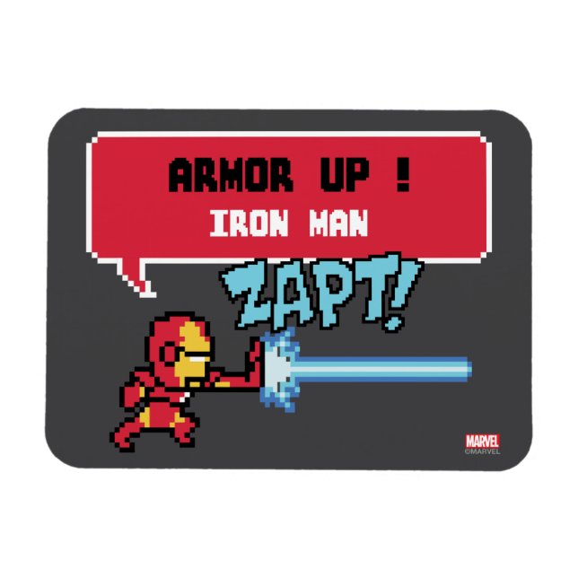 8Bit Iron Man Attack - Armour Up! Magnet (Horizontal)