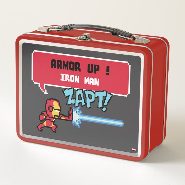 8Bit Iron Man Attack - Armour Up! Metal Lunch Box (Front)