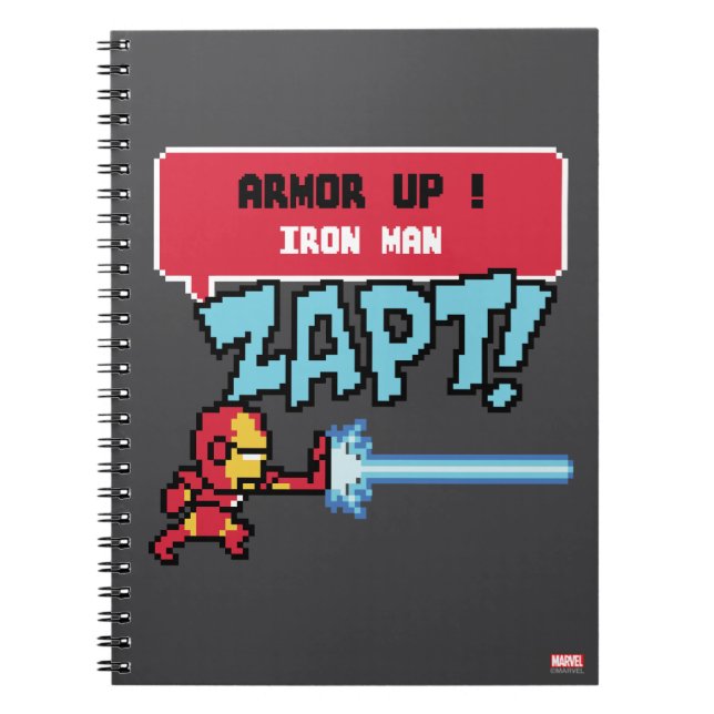 8Bit Iron Man Attack - Armour Up! Notebook (Front)