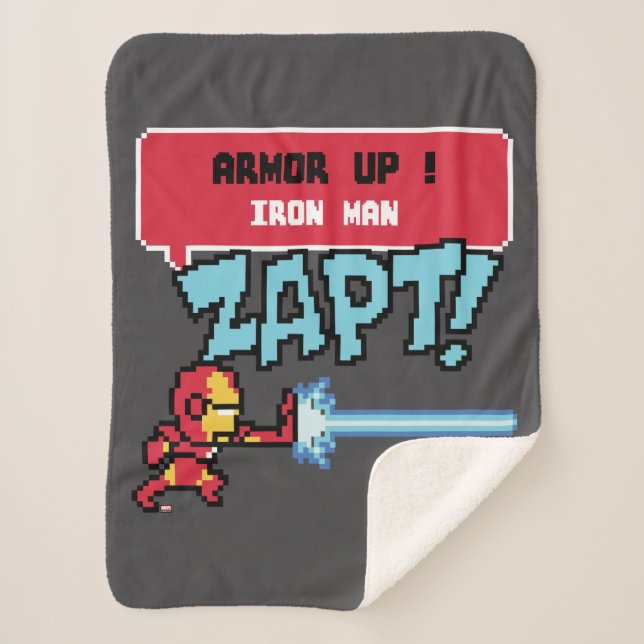 8Bit Iron Man Attack - Armour Up! Sherpa Blanket (Front)