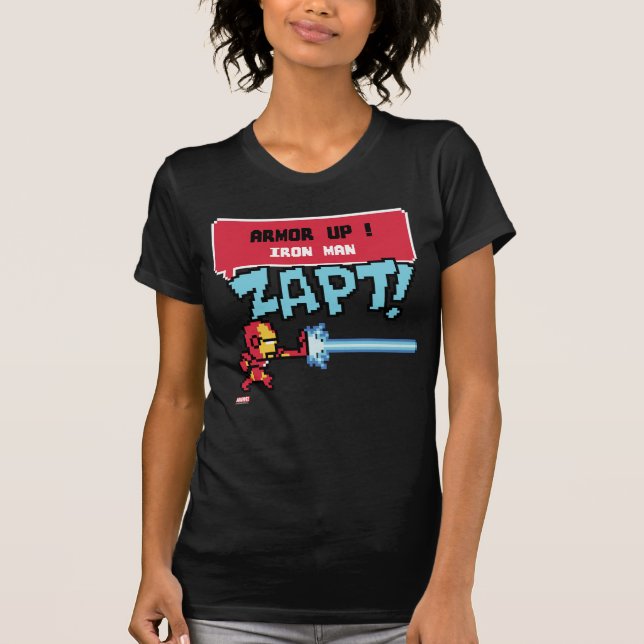 8Bit Iron Man Attack - Armour Up! T-Shirt (Front)