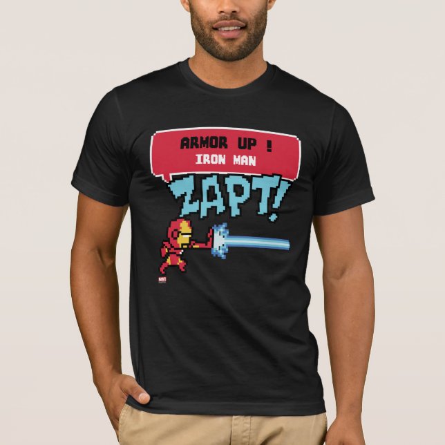 8Bit Iron Man Attack - Armour Up! T-Shirt (Front)