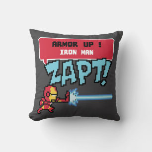 8Bit Iron Man Attack - Armour Up! Throw Pillow
