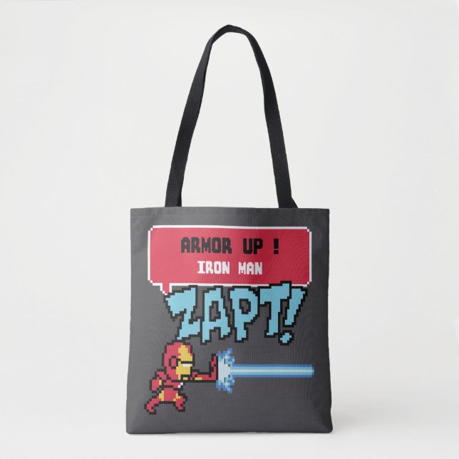 8Bit Iron Man Attack - Armour Up! Tote Bag (Front)
