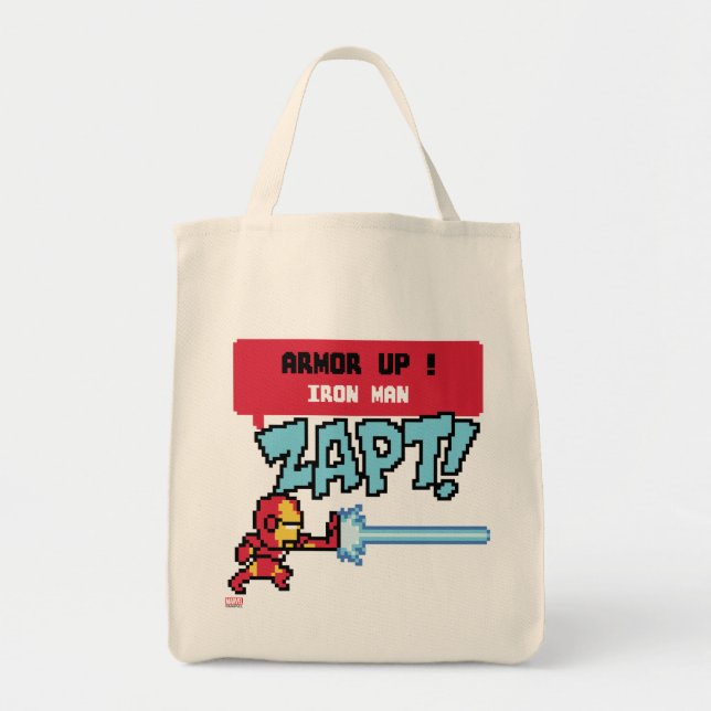 8Bit Iron Man Attack - Armour Up! Tote Bag (Front)