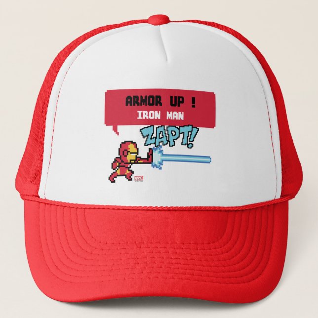 8Bit Iron Man Attack - Armour Up! Trucker Hat (Front)