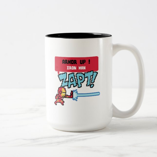 8Bit Iron Man Attack - Armour Up! Two-Tone Coffee Mug (Right)