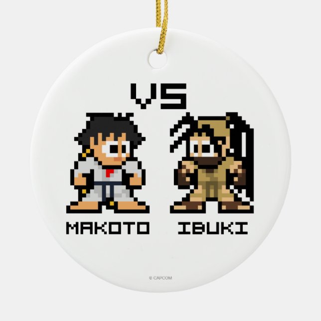 8bit Makoto VS Ibuki Ceramic Ornament (Front)