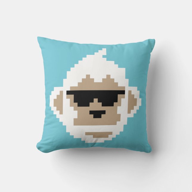 8Bit Monku Throw Pillow (Front)