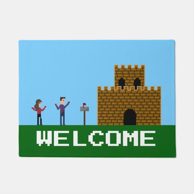 8Bit Pixel Gamer Welcome Home Doormat (Front)