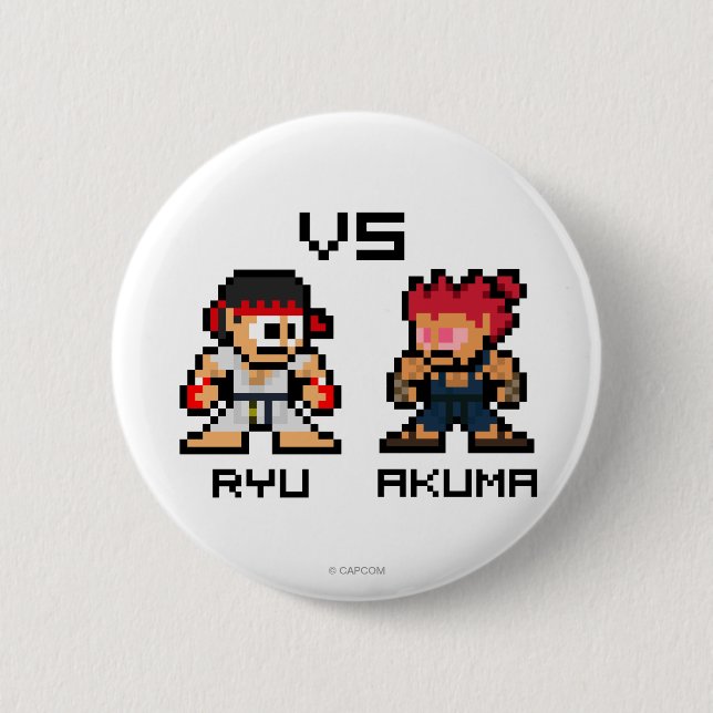 8bit Ryu VS Akuma 2 Inch Round Button (Front)